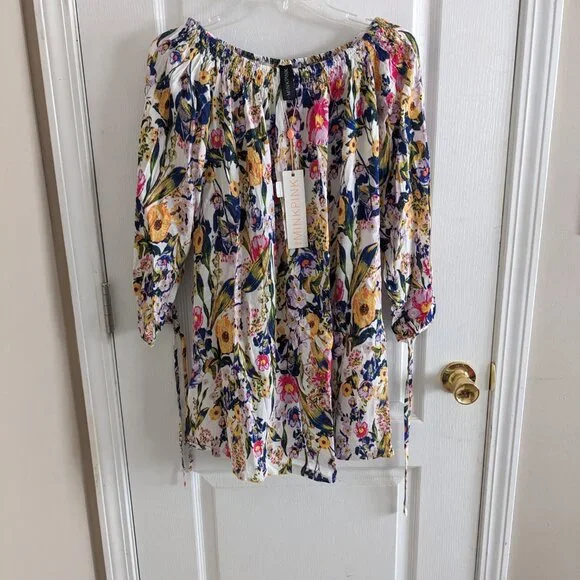 MINKPINK NWT Off the Shoulder Smells Like Summer Floral Dress Sz M - Picture 7 of 8